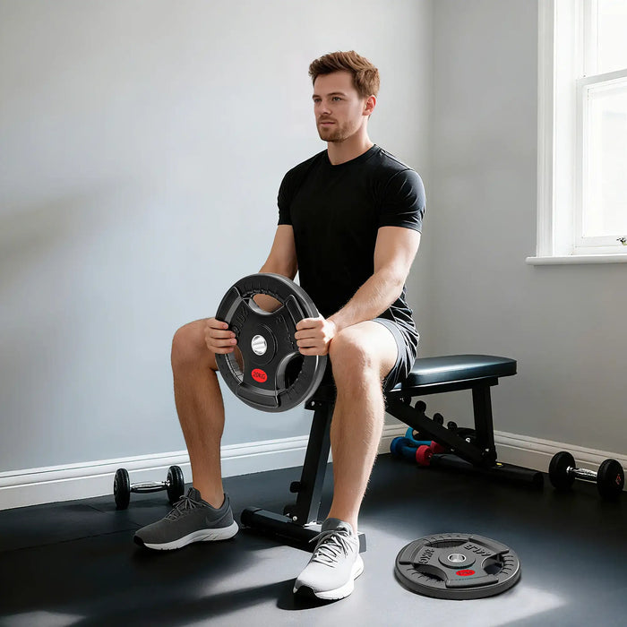 20kg Olympic Weight Plate – Triple-Grip Design | Steel Core with PVC Coating SPORTNOW - Little and Giant Explorers