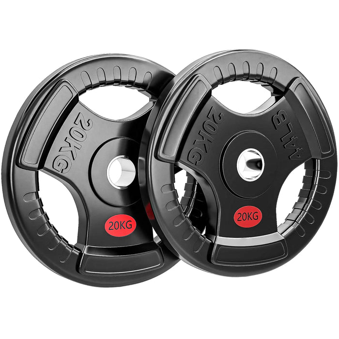 20kg Olympic Weight Plate – Triple-Grip Design | Steel Core with PVC Coating SPORTNOW - Little and Giant Explorers