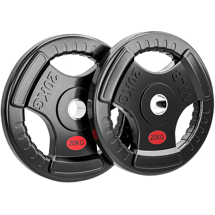 20kg Olympic Weight Plate – Triple-Grip Design | Steel Core with PVC Coating SPORTNOW - Little and Giant Explorers