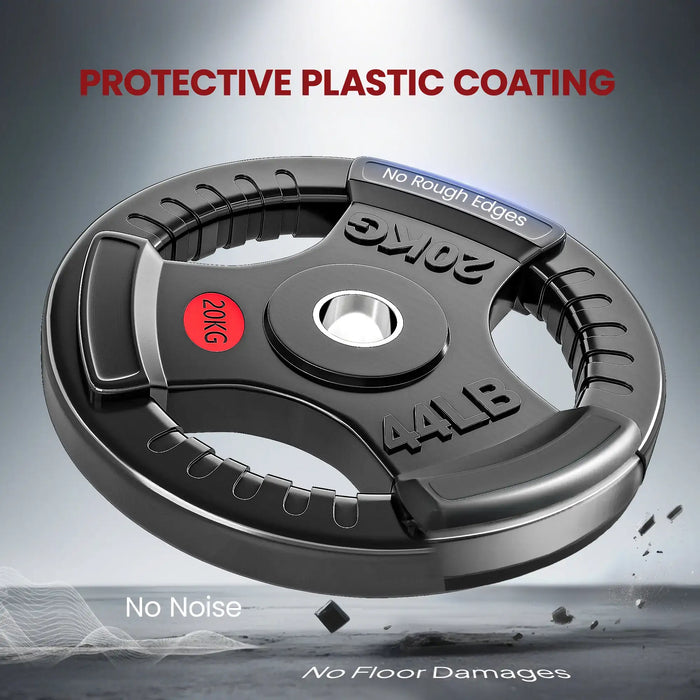 20kg Olympic Weight Plate – Triple-Grip Design | Steel Core with PVC Coating SPORTNOW - Little and Giant Explorers