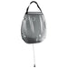 Blue 20L solar camping shower bag with hose and black handle on white background