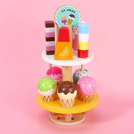 21-Piece Wooden Ice Cream Parlour Playset | Pretend Ice Cream Stand with Cones, Lollies and Scoops SOKA® - Little and Giant Explorers SOKA Play Imagine Learn