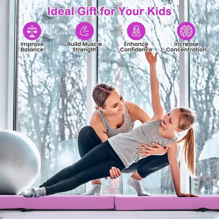 Foldable Balance Beam Pink | High-Density EVA Foam with Machine-Washable Cover - Little and Giant Explorers Costway