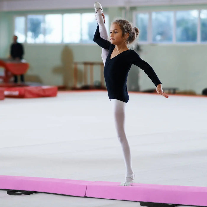 Foldable Balance Beam Pink | High-Density EVA Foam with Machine-Washable Cover - Little and Giant Explorers Costway