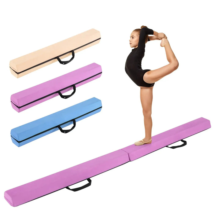 Foldable Balance Beam Pink | High-Density EVA Foam with Machine-Washable Cover - Little and Giant Explorers Costway