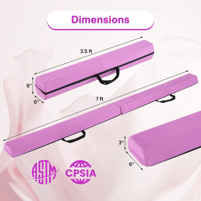 Foldable Balance Beam Pink | High-Density EVA Foam with Machine-Washable Cover - Little and Giant Explorers Costway