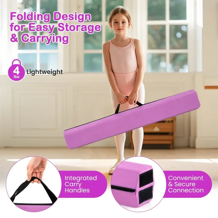 Foldable Balance Beam Pink | High-Density EVA Foam with Machine-Washable Cover - Little and Giant Explorers Costway
