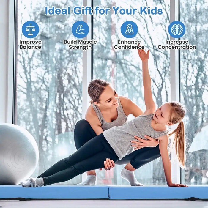 210cm Foldable Gymnastics Balance Beam – Blue | Suede Cover and Carry Handles COSTWAY - Little and Giant Explorers Costway