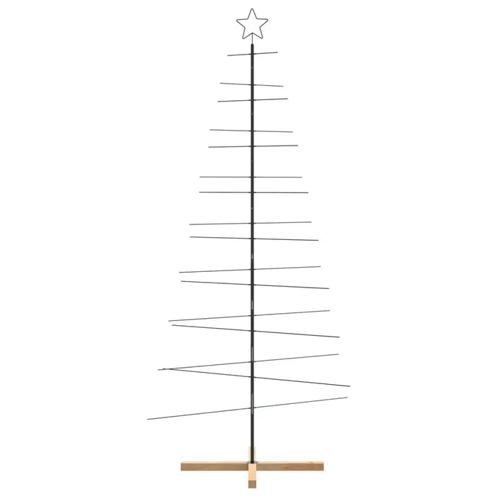 Metal Christmas Tree with Wooden Base in Black 210cm - Little and Giant Explorers vidaXL