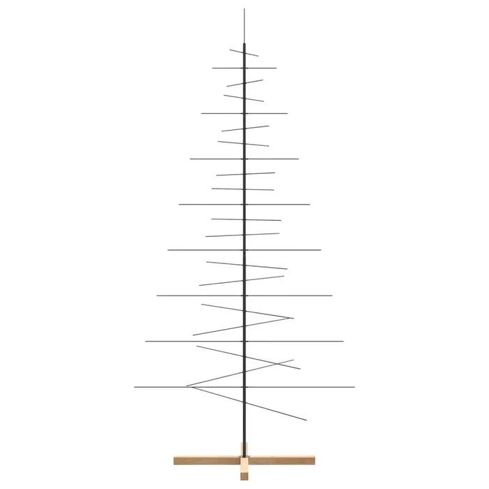 Metal Christmas Tree with Wooden Base in Black 210cm - Little and Giant Explorers vidaXL