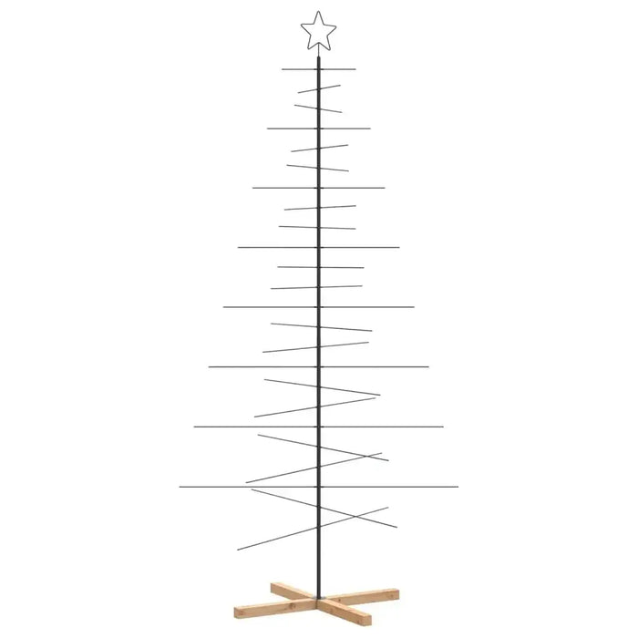 Metal Christmas Tree with Wooden Base in Black 210cm - Little and Giant Explorers vidaXL