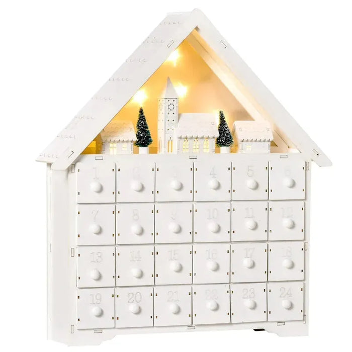 24 Drawer Christmas Wooden Light-Up Advent Calendar - Little and Giant Explorers HOMCOM