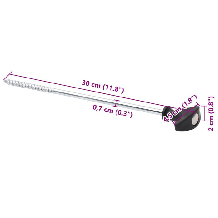 24 Galvanised Steel Tent Pegs - 30cm - Ø7mm - Little and Giant Explorers vidaXL