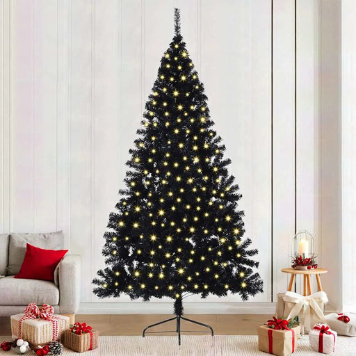 240cm Artificial Pre-Lit Christmas Tree – Black | Warm White LED String Lights VIDAXL - Little and Giant Explorers vidaXL
