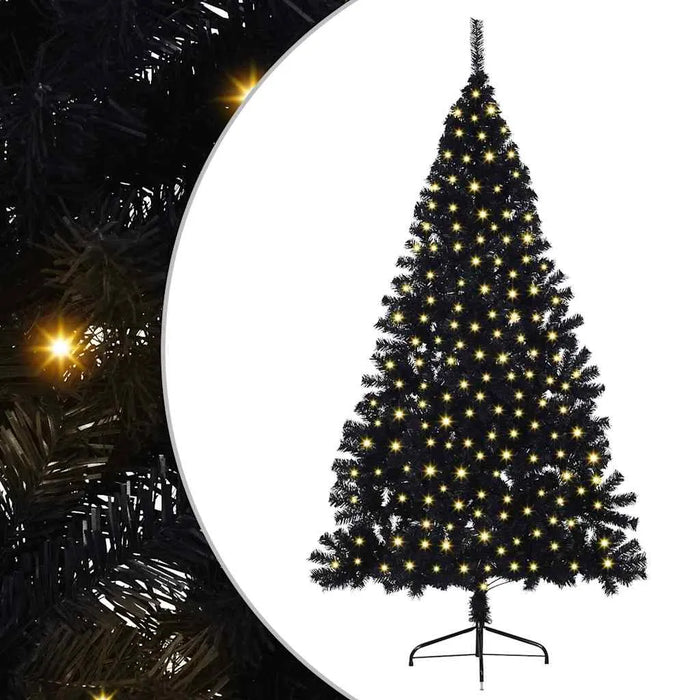 240cm Artificial Pre-Lit Christmas Tree – Black | Warm White LED String Lights VIDAXL - Little and Giant Explorers vidaXL