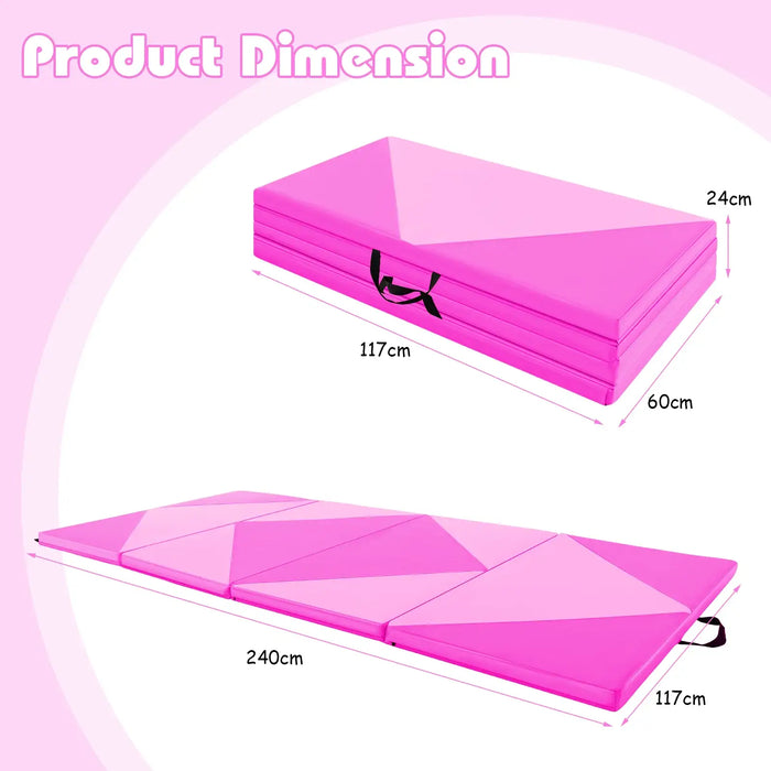 240cm Foldable Gymnastics Mat - Pink and Purple | 5cm EPE Foam COSTWAY - Little and Giant Explorers Costway