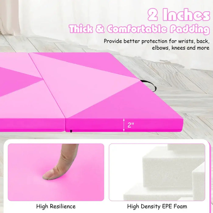 240cm Foldable Gymnastics Mat - Pink and Purple | 5cm EPE Foam COSTWAY - Little and Giant Explorers Costway