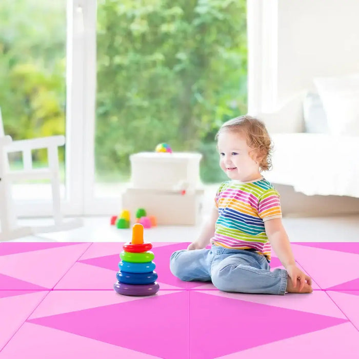 240cm Foldable Gymnastics Mat - Pink and Purple | 5cm EPE Foam COSTWAY - Little and Giant Explorers Costway