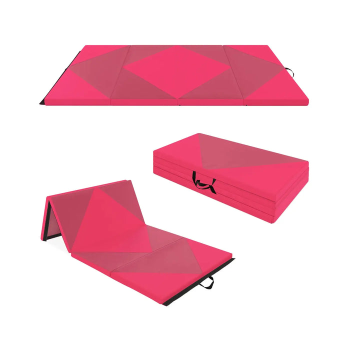 240cm Foldable Gymnastics Mat - Purple and Rose | 5cm EPE Foam COSTWAY - Little and Giant Explorers Costway