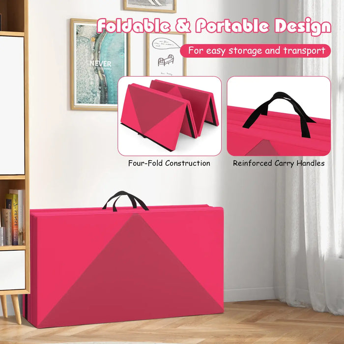 240cm Foldable Gymnastics Mat - Purple and Rose | 5cm EPE Foam COSTWAY - Little and Giant Explorers Costway