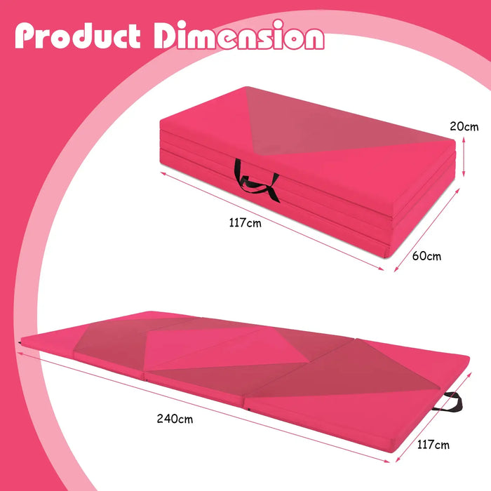 240cm Foldable Gymnastics Mat - Purple and Rose | 5cm EPE Foam COSTWAY - Little and Giant Explorers Costway