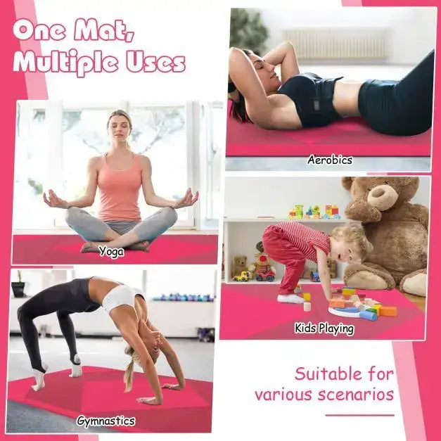 240cm Foldable Gymnastics Mat - Purple and Rose | 5cm EPE Foam COSTWAY - Little and Giant Explorers Costway