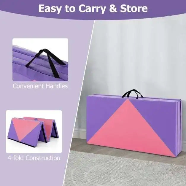 Gymnastics Mat Pink Purple | Large Connectivity Design with Velcro Fasteners - Little and Giant Explorers Costway