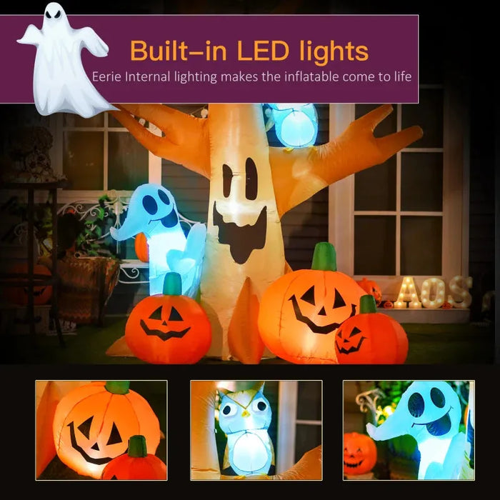 240cm Large Halloween Scary Lighting Inflatable Tree - Little and Giant Explorers HOMCOM