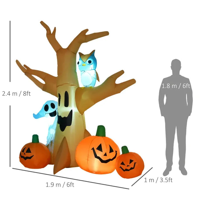 240cm Large Halloween Scary Lighting Inflatable Tree - Little and Giant Explorers HOMCOM