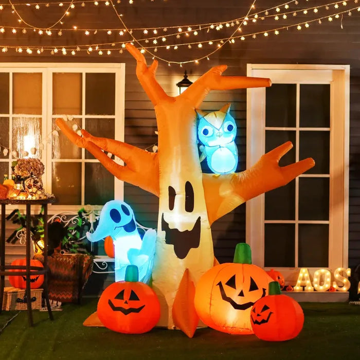 240cm Large Halloween Scary Lighting Inflatable Tree - Little and Giant Explorers HOMCOM