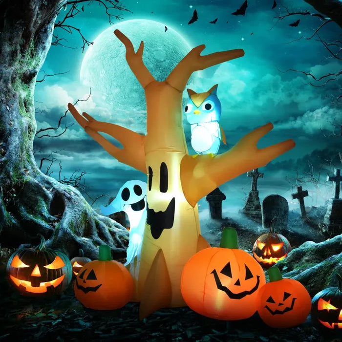 240cm Large Halloween Scary Lighting Inflatable Tree - Little and Giant Explorers HOMCOM