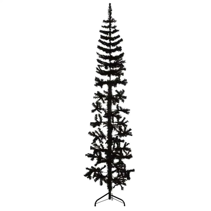 240cm Slim Artificial Half Christmas Tree with Stand - Black | Space-Saving Design VIDAXL - Little and Giant Explorers vidaXL