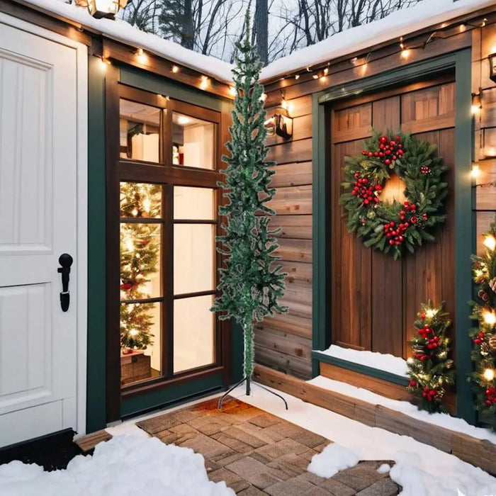 240cm Slim Artificial Half Christmas Tree with Stand - Green | Space-Saving Design VIDAXL - Little and Giant Explorers vidaXL