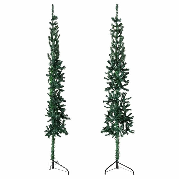 240cm Slim Artificial Half Christmas Tree with Stand - Green | Space-Saving Design VIDAXL - Little and Giant Explorers vidaXL