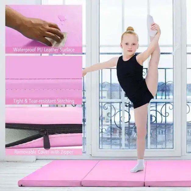 Gymnastics Mat Pink | Professional Training Design with Hook Loop Fasteners - Little and Giant Explorers Costway