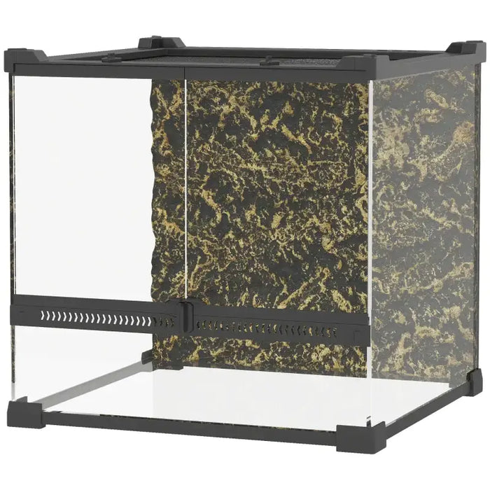 24L Glass Reptile Terrarium – 30cm Cube Enclosure | Natural Rock Background PAWHUT - Little and Giant Explorers PawHut
