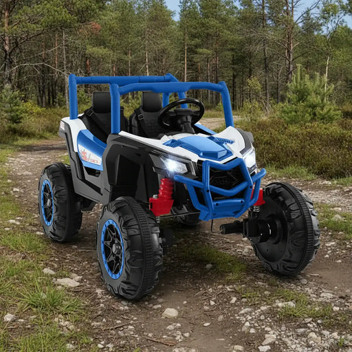 24V 2-Seater Kids Ride-On UTV – Blue | 4WD/2WD Switch - 4 × 100W Motors COSTWAY - Little and Giant Explorers Costway