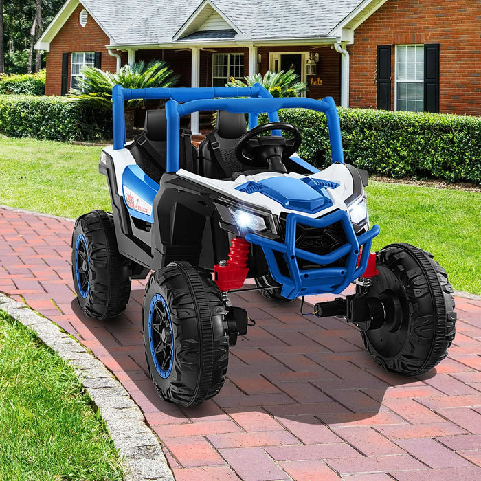 24V 2-Seater Kids Ride-On UTV – Blue | 4WD/2WD Switch - 4 × 100W Motors COSTWAY - Little and Giant Explorers Costway