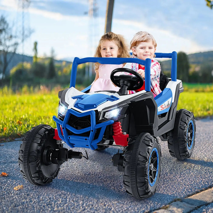 24V 2-Seater Kids Ride-On UTV – Blue | 4WD/2WD Switch - 4 × 100W Motors COSTWAY - Little and Giant Explorers Costway
