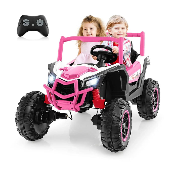 24V 2-Seater Kids Ride-On UTV – Pink | 4WD/2WD Switch - 4 × 100W Motors COSTWAY - Little and Giant Explorers Costway