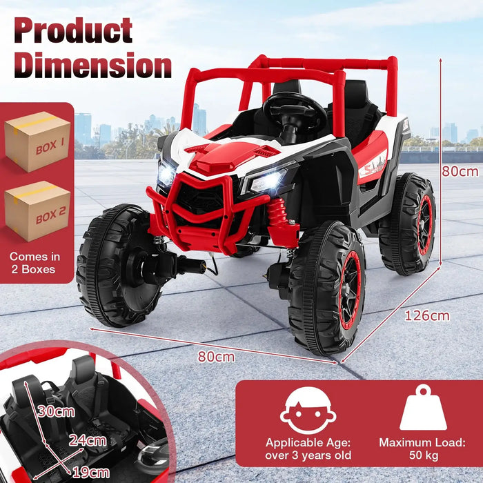 24V 2-Seater Kids Ride-On UTV – Red | 4WD/2WD Switch - 4 × 100W Motors COSTWAY - Little and Giant Explorers Costway