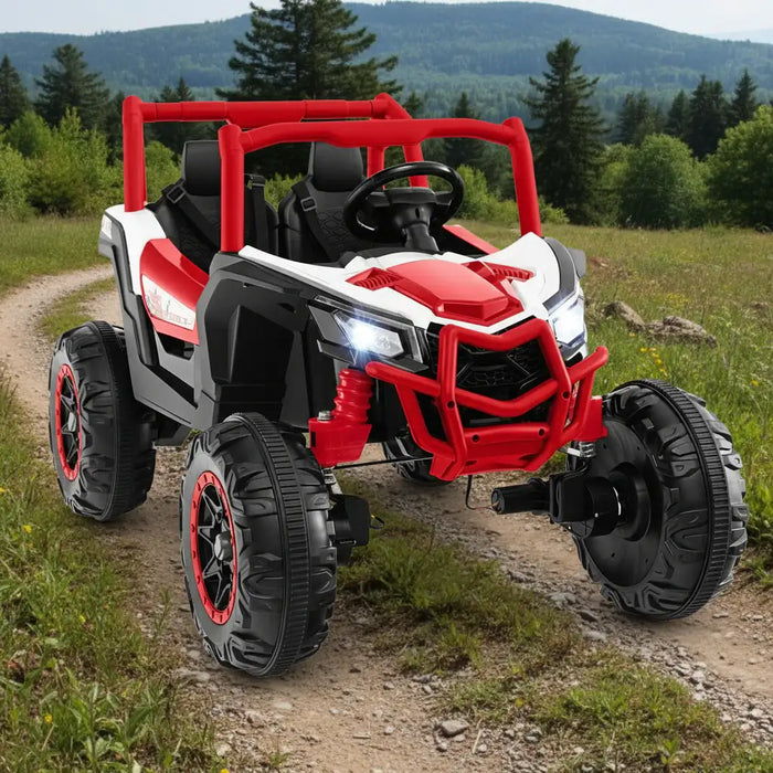 24V 2-Seater Kids Ride-On UTV – Red | 4WD/2WD Switch - 4 × 100W Motors COSTWAY - Little and Giant Explorers Costway