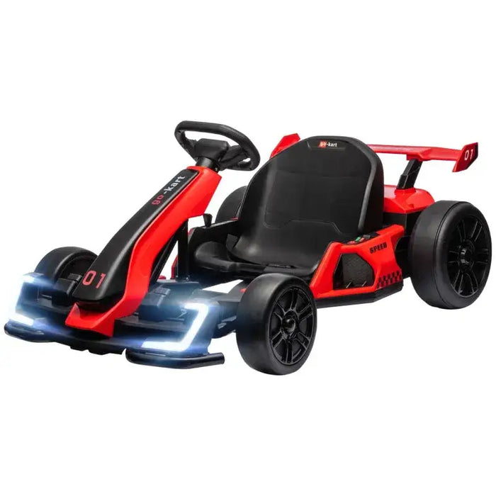 Kids Electric Go Kart with Adjustable Seat in Red 24V - Little and Giant Explorers HOMCOM