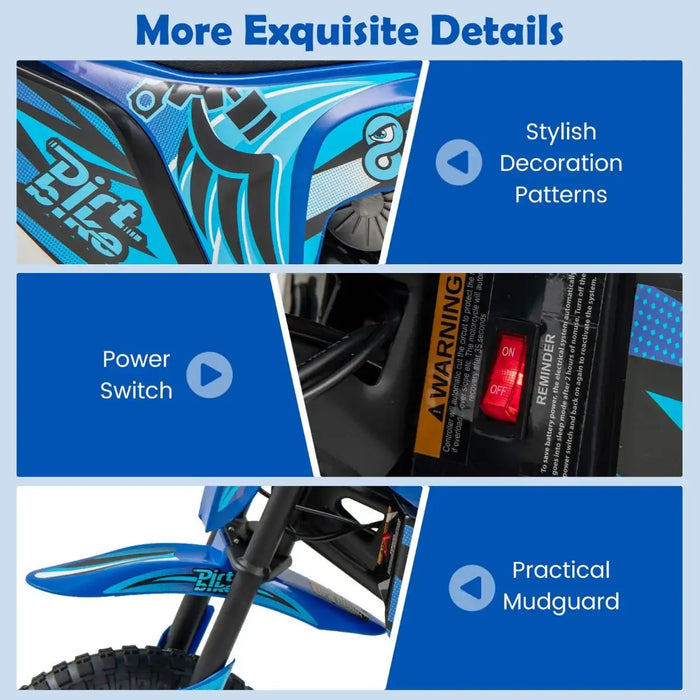 24V Electric Kids Dirt Bike | 250W Off-Road Motorcycle - Speeds up to 22km/h COSTWAY - Little and Giant Explorers Costway