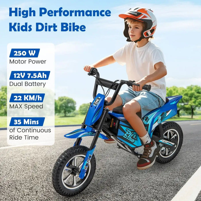 24V Electric Kids Dirt Bike | 250W Off-Road Motorcycle - Speeds up to 22km/h COSTWAY - Little and Giant Explorers Costway