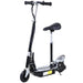 Black 24V electric scooter with foldable frame and adjustable seat on white background