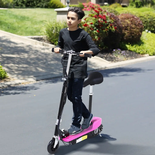 24V Electric Scooter for Kids | Foldable Design with Adjustable Seat (Pink Edition) - Little and Giant Explorers HOMCOM