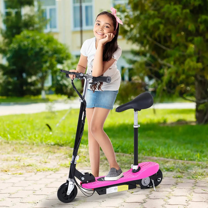 24V Electric Scooter for Kids | Foldable Design with Adjustable Seat (Pink Edition) - Little and Giant Explorers HOMCOM