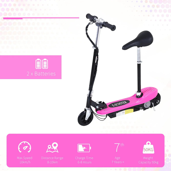 24V Electric Scooter for Kids | Foldable Design with Adjustable Seat (Pink Edition) - Little and Giant Explorers HOMCOM