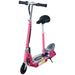 Pink 24V electric scooter with foldable frame, adjustable seat and dual battery design